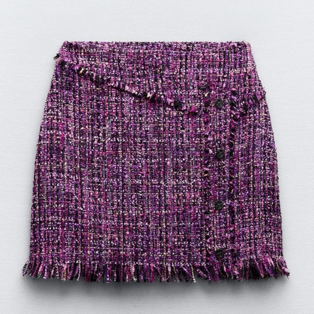 Zara Purple & Pink Tweed Mini Skirt